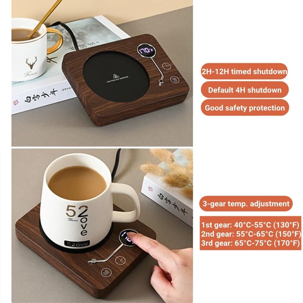 Calentador de tazas de café, calentador de tazas de café con 3 ajustes de engranajes y función de apagado automático de 4 horas para uso en la oficina y el hogar, calentador de bebidas