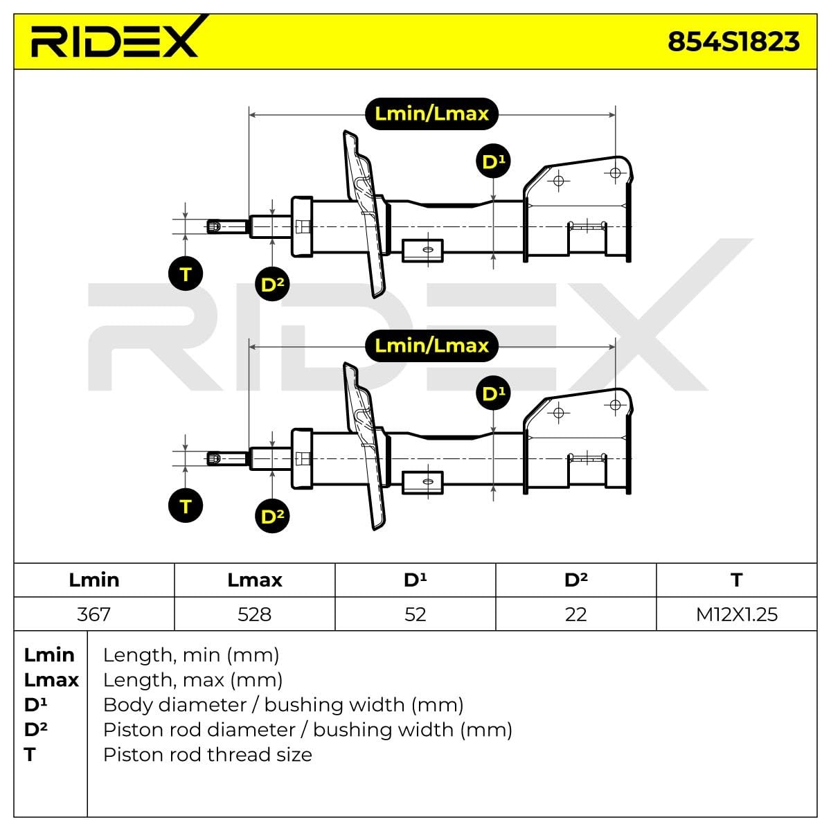 RIDEX 854S1823 2x Ammortizzatore Anteriore Compatibilità con FIAT BRAVO II 198