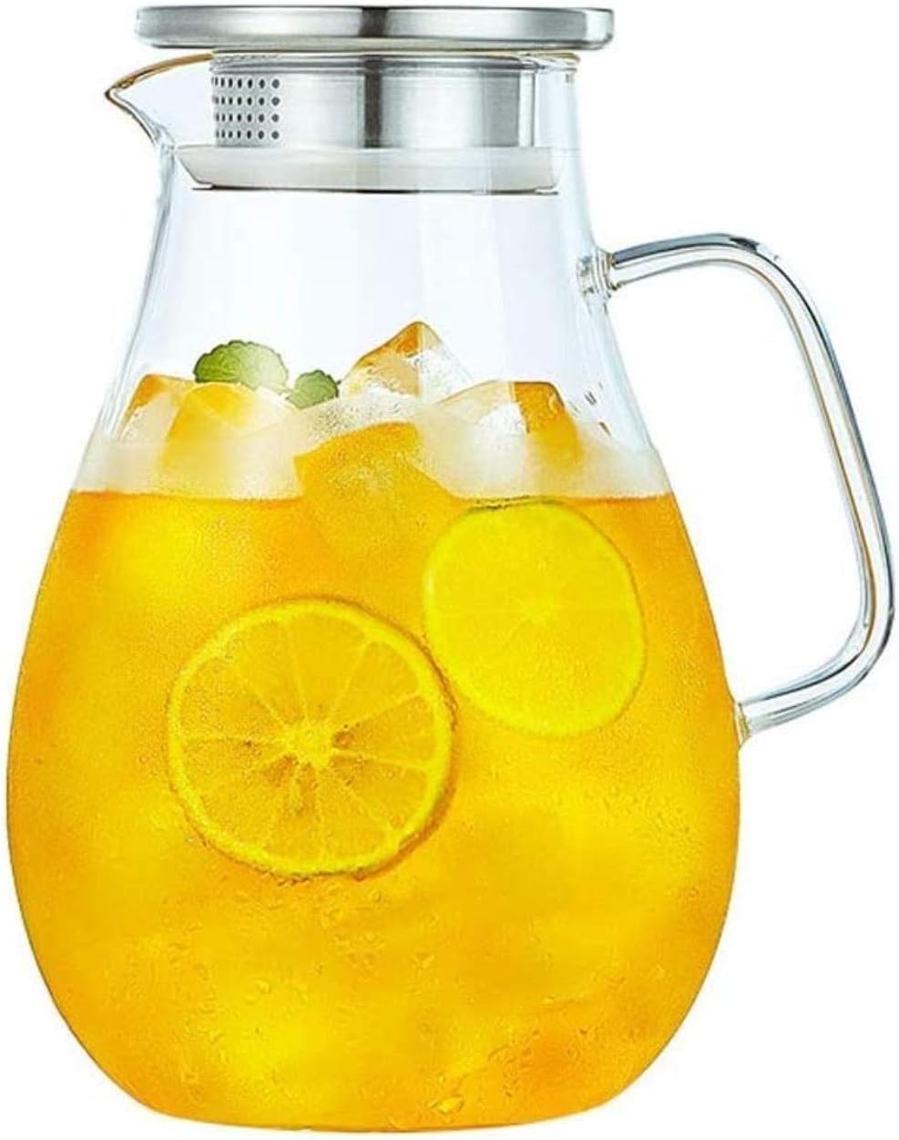 Amazon.co.jp ガラスティーポット ティーポット ガラス水差し ガラス ケトル ピッチャー 蓋とハンドル付き ガラス ジュース