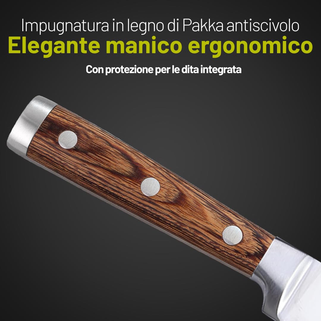 Cuchillo de cocina de acero inoxidable - Cuchillo de cocina chino para carne y huesos - Cuchillo japonés profesional con mango de madera - Robusto cuchillo de cocina para profesionales