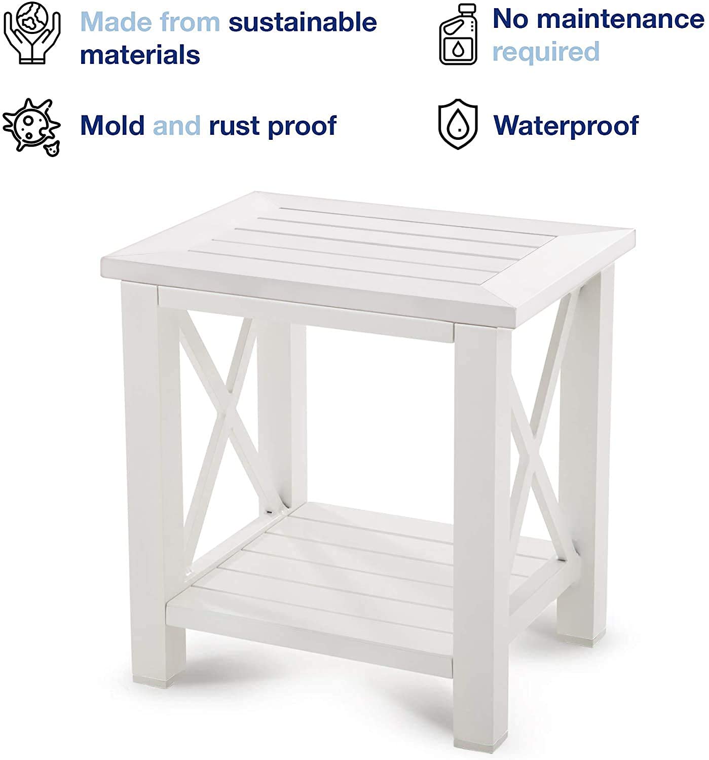 Shower Bench Waterproof Bathroom Stool with Storage Shelf Wood Style Bathroom Bench Small