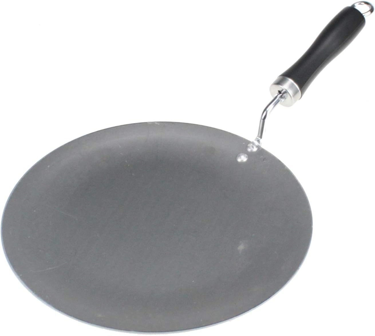 Mastercook Iron Tawa Tava Flat 28cm Tawa Pan With Handle Heavy Duty Chapati Roti Dosa Paratha Indian Flatbread Crepe Pancake Tawa