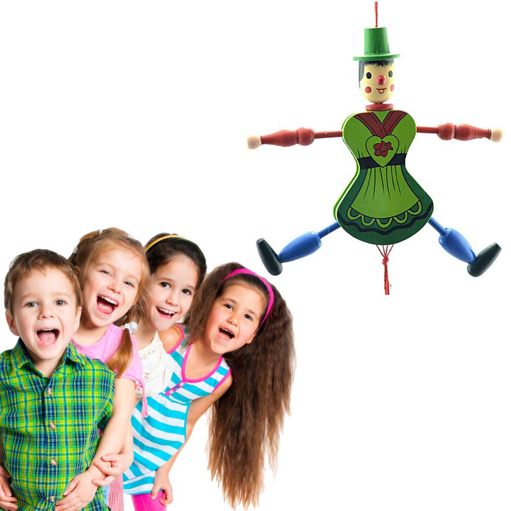 Marionnette à Tirer en Bois, Jouets de Poupée, Décorations Amusantes à Suspendre pour Enfants et Adultes, Lot de 4, 18 Cm, Couleur Aléatoire, Ornement de Mode Classique pour Arbre et Mur