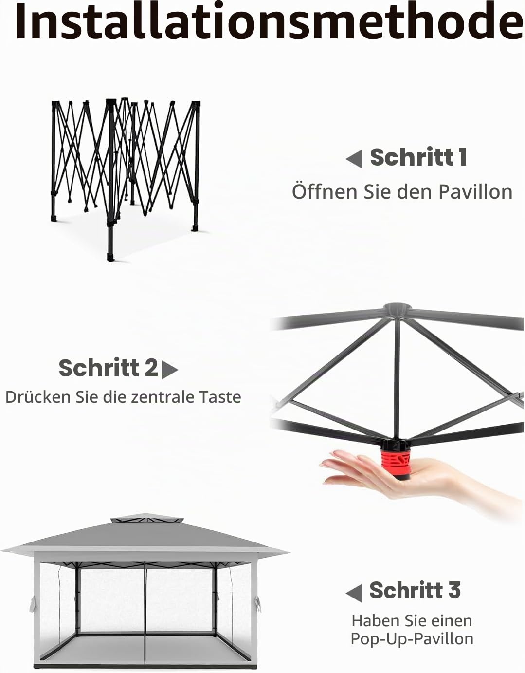 Pavillon 3.6x3.6m Mit Doppeltem Belüftungsdach Für Den Garten
