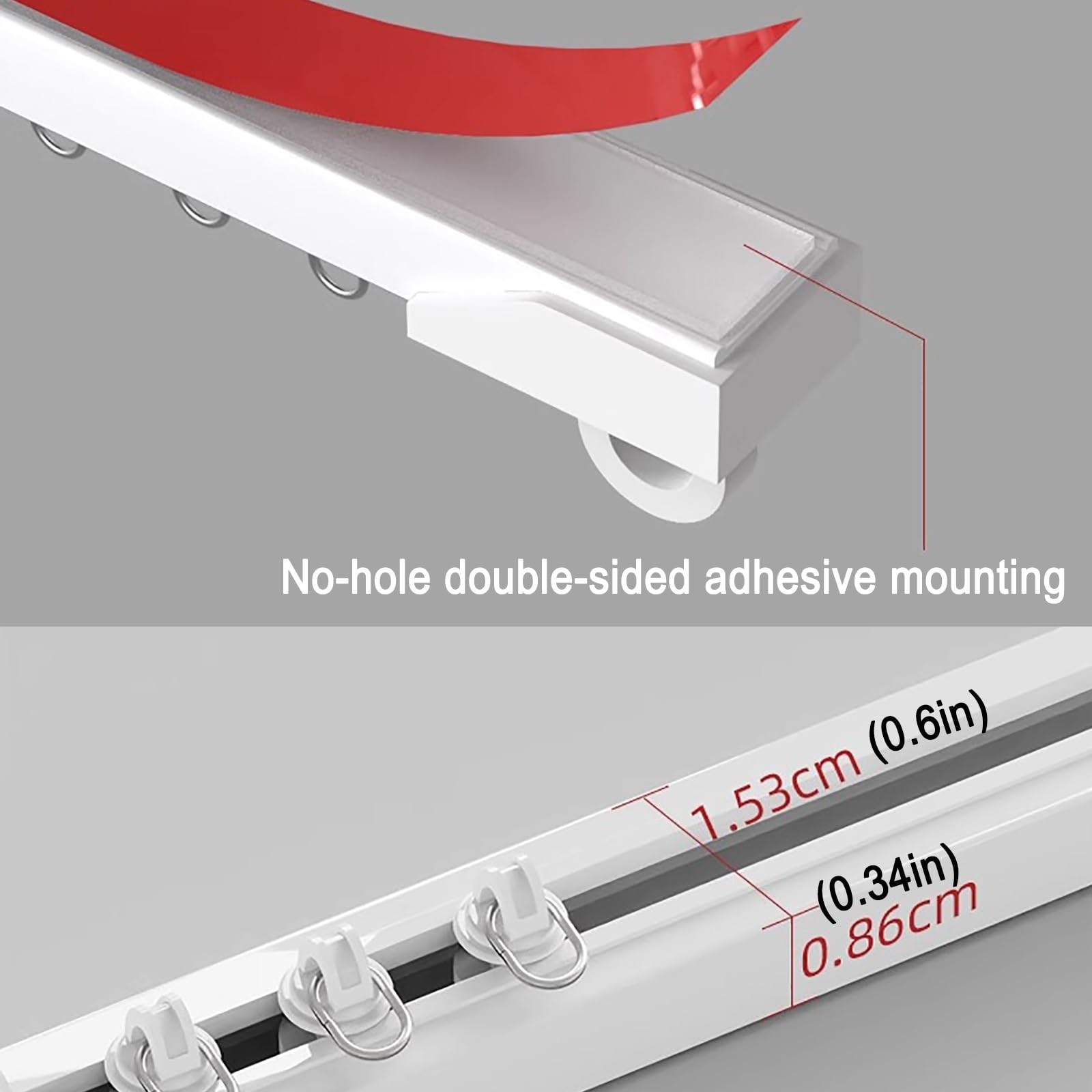 Rail de rideau autocollant sans perçage - Séparateur de pièce - 480 cm - Facile à installer pour plafonds et murs lisses - Système polyvalent de tringle à rideaux