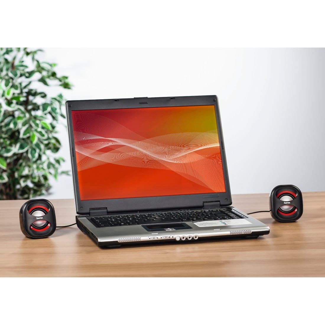 Hama Casse Sonic Mobil 183 per Notebook, RMS 2x1.6W, Connessione USB, Nero/Rosso