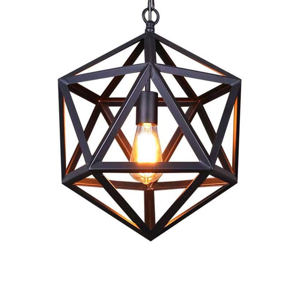 Lámpara colgante industrial negra de metal forjado y altura ajustable de 32x45 cm