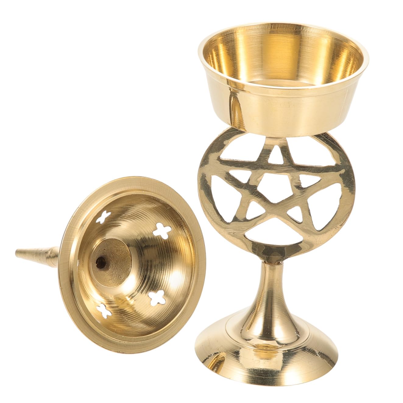 Brûleur de parfum en laiton artisanal pentacle déco chic