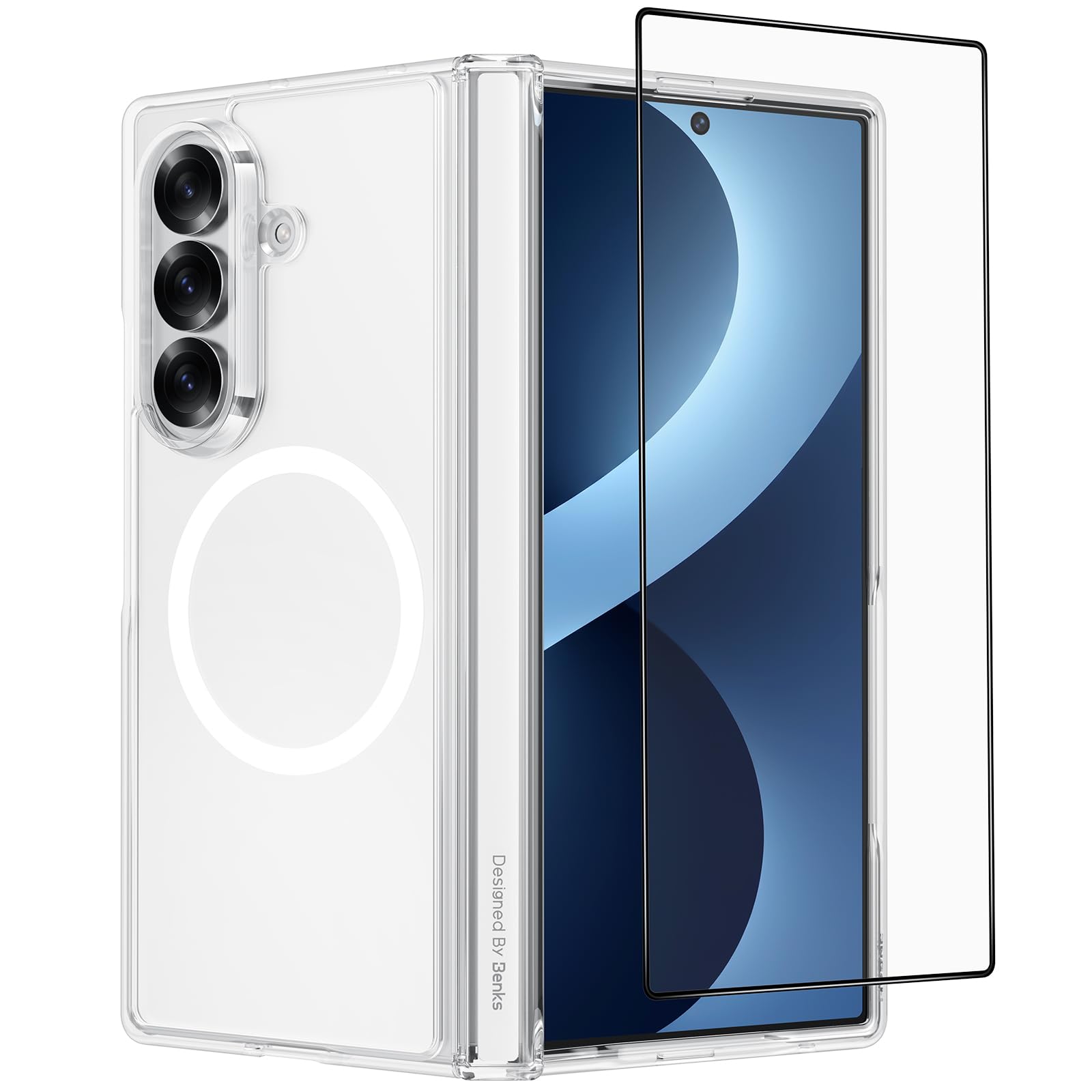 BENKS Etui do Samsung Galaxy Z Fold 8 Ultra, Przezroczysty | Etui Z Ochroną Zawiasu i folią Ochronną na Ekran, Wojskowy Odporny na Wstrząsy Odporny na Zarysowania