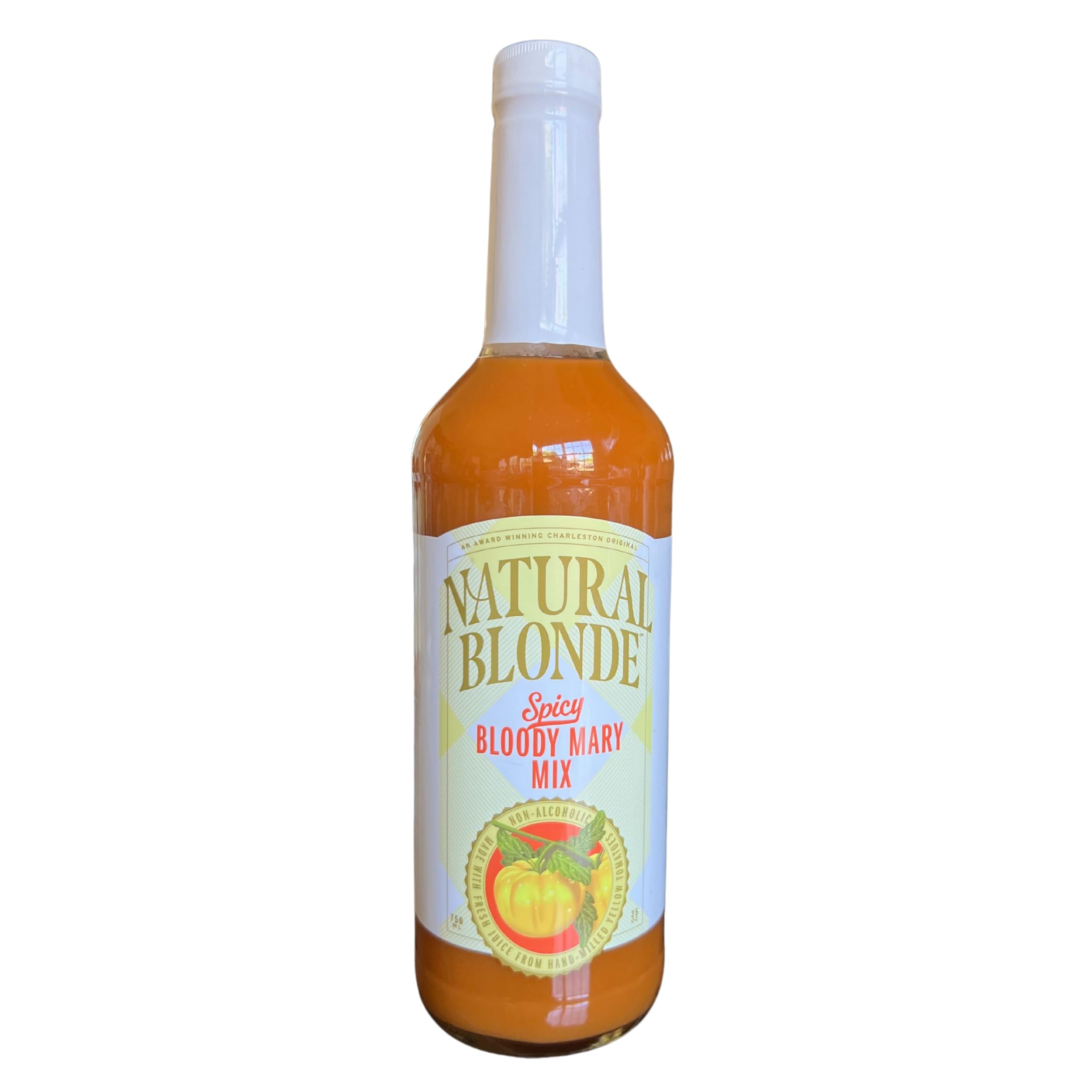 Natural Blonde Spicy Golden Bloody Mary Mix - All-Natural Cocktail Mixer with Hand-Picked Golden Tomatoes - Low Sodium, Low Calorie, Gluten Free - 25 Fl Oz (1 Pack)