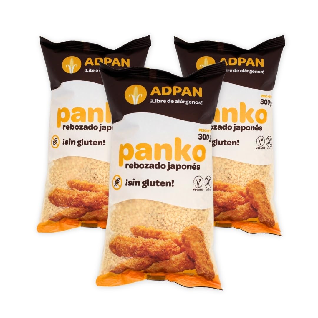 ADPAN Panko Sin Gluten Pack 3 x 300g Rebozado Crujiente Pan rallado Japonés Apto para celiacos