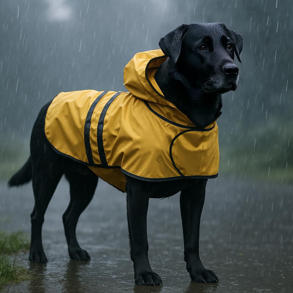 That Dog In Tuxedo Pawddington Dog Raincoat with Hoodie - Ochre Yellow (Size - 26) 1