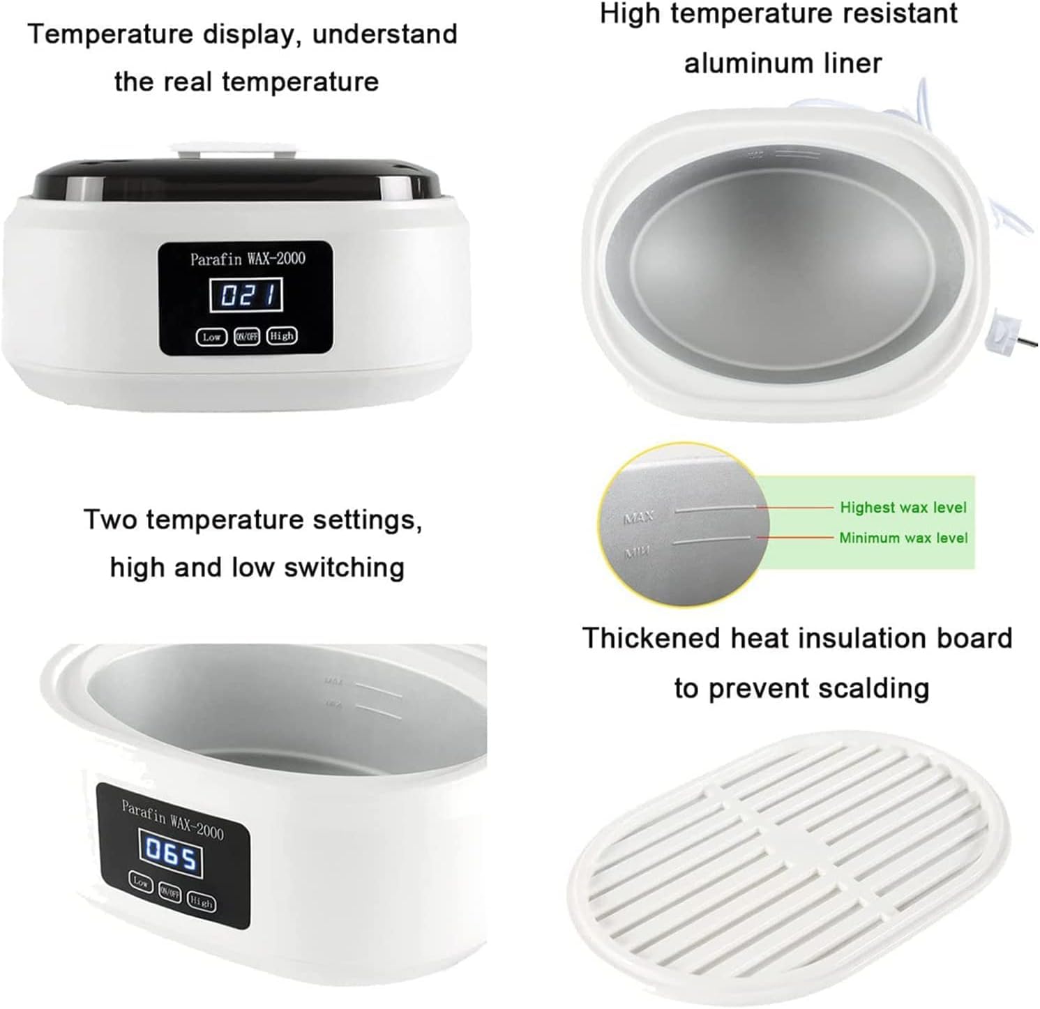 Bagno Di Cera Di Paraffina Per Mani E Piedi, Scaldacera Da Bagno Da 200W, Grande Capacità Da 3,4 Litri, Controllo Della Temperatura a 2 Velocità, Per Idratare E Rinnovare La Pelle, Alleviare La Fatica