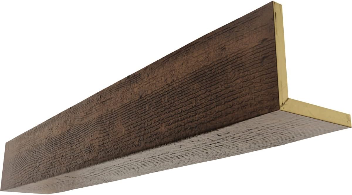 Ekena Millwork BMRS2C0100X100X216ZD 2-Sided Rough Sawn Endurathane Faux Wood Ceiling Beam, 10-in. W x 10-in. H x 18-ft. L, Aged