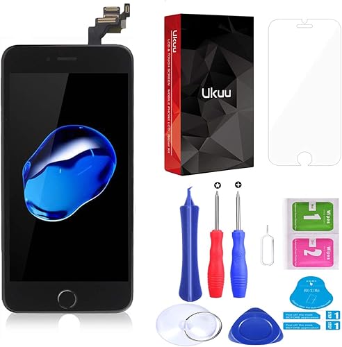 ukuu Per iPhone Schermo Parti Ricambio Display LCD Touch Screen con Home Pulsante  Fotocamera  Sensore Flex  Utensili Inclusi  Nero  4 7  