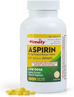 Timely Baby Aspirin 81mg for Adults - Pain Reliever for M...