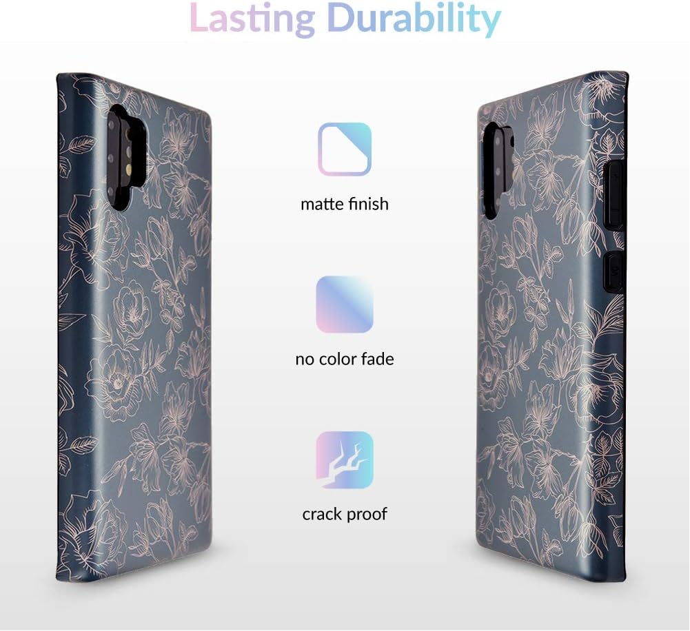 Velvet Caviar for Samsung Galaxy Note 10+ Plus Case Flower Floral - Cute Protective Phone Cases for Women, Girls (Matte Black Rose Gold)