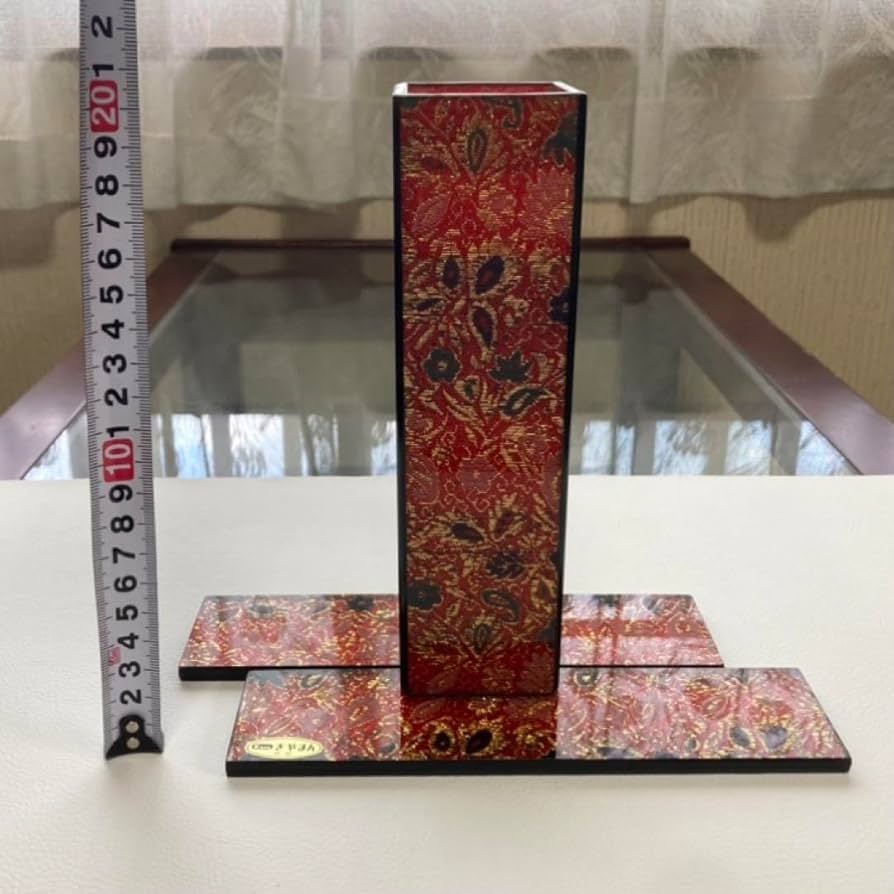 Amazon.co.jp: Kano ぎやまん ガラス 花器 花瓶 花台 花柄 赤 金