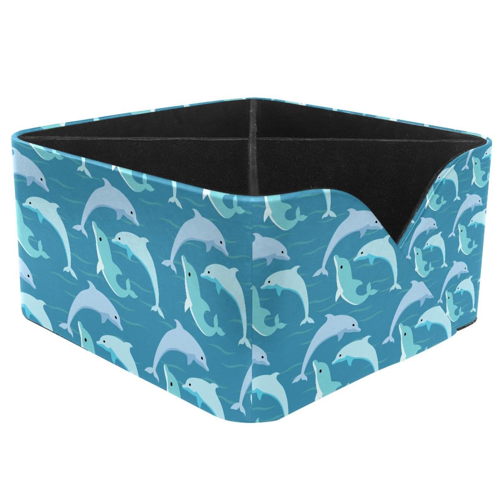 KengjuTesu Dolphins Desktop Organizer Pen Holder, Rectangular Pencil Cup for Office, Study and Makeup Stations