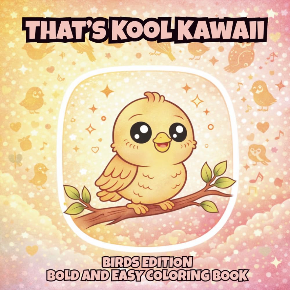 That's Kool Kawaii Birds Edition Bold and Easy Coloring Book: 60 Bold Unique Designs, Simple Pages for Relaxation, Creativity & Stress Relief Coloring ... Kawaii Bold and Easy Coloring Book Series)