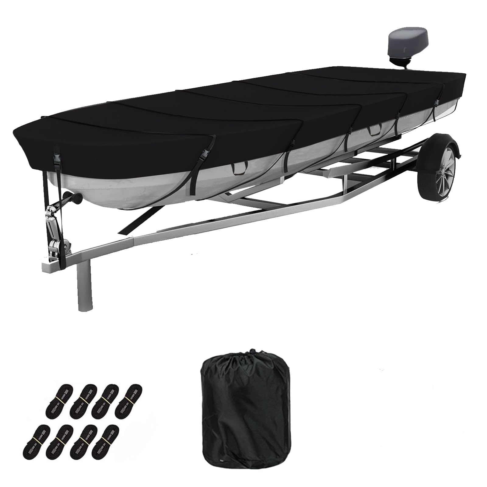 GrondNictory Jon Boat Cover 10-12ft 420D Waterproof Boat Covers with Motor Cover Fits Jon Boat 12ft Long and Beam Width up to 56 inches (Fit10-12FT Jon Boat)