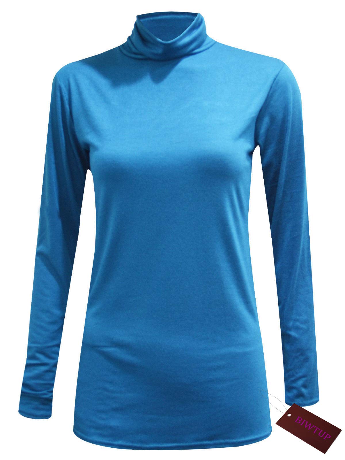 66 Fashion District Womens Ladies Long Sleeve Turtle Neck TOP ROLL Neck Polo Neck Plain Jumper Plain Tops Plus Size 8-26 (UK 24/26, Turquoise)