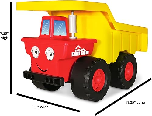 Miniatura 3 de Camión volquete | Hecho de 100% plástico reciclado | 11.25 pulgadas de largo x 6.5 pulgadas de ancho x 7.25 pulgadas de alto | Rojo y amarillo | A