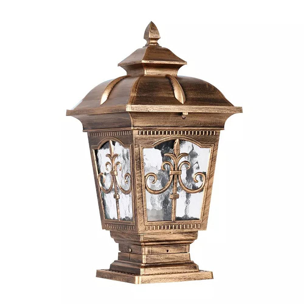 QUSYZD Strong Durable European Retro Traditional Landscape Villa Waterproof Post Pillar Lamp Floor Lamp Outdoor Courtyard Lighting Garden Street Light E27 Patio Black Exterior,Bronze-46cm
