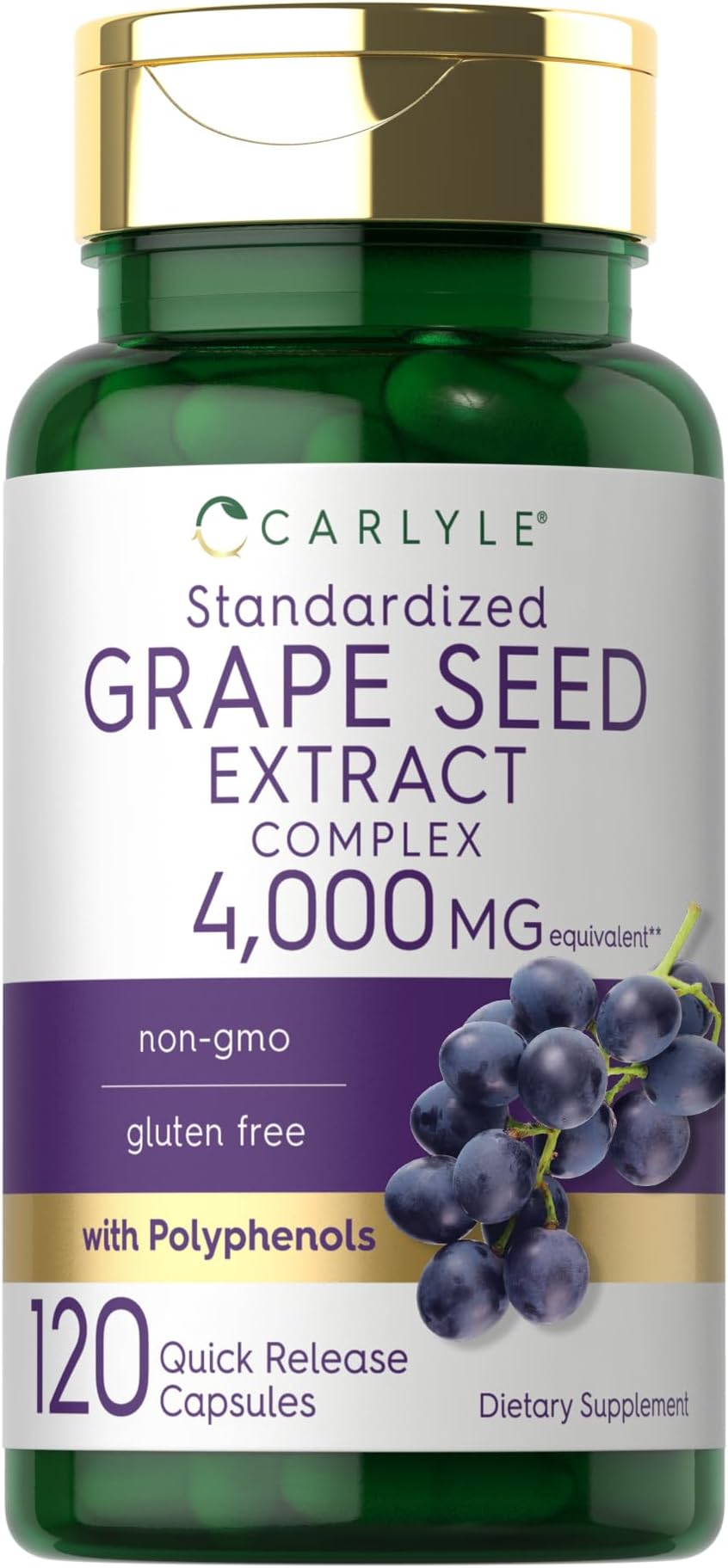 Grape Seed Extract Complex | 120 Quick Release Capsules | Standardized Supplement with Polyphenols | Non-GMO & Gluten Free
