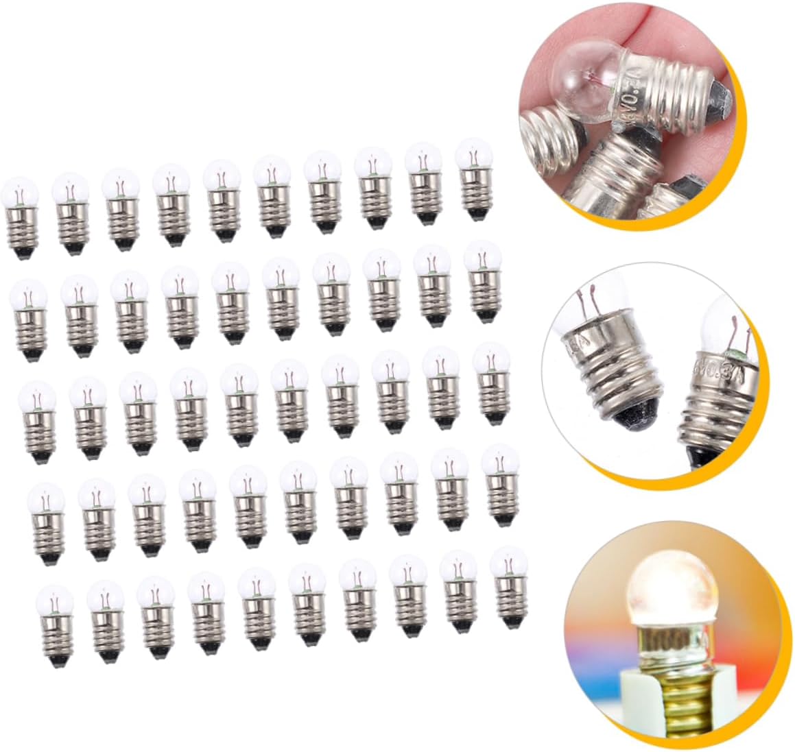 50pcs Small Bulbs Science Experiments Electricity Kit Round Light Bulbs Science Kit Teaching Supplies Tiny Light Bulb Small Light Bulb Electrical Kit Miniature Tiny Bulb