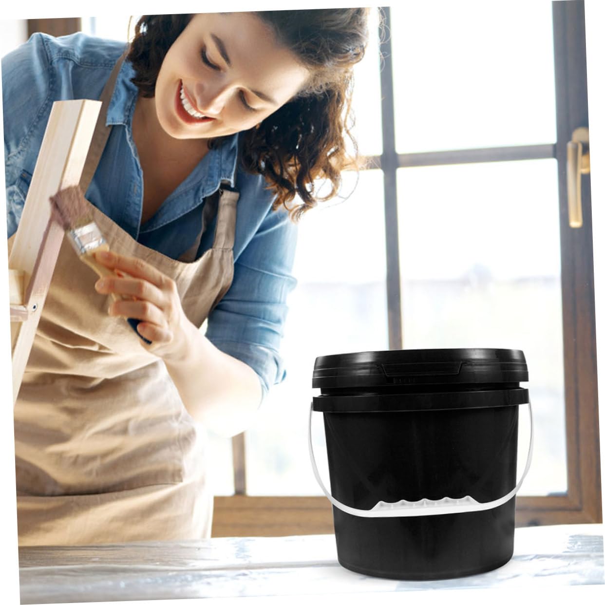 DOITOOL Cubo De Plástico para Pintura Contenedor Sellado Almacenamiento De Pintura Al Óleo con Asa