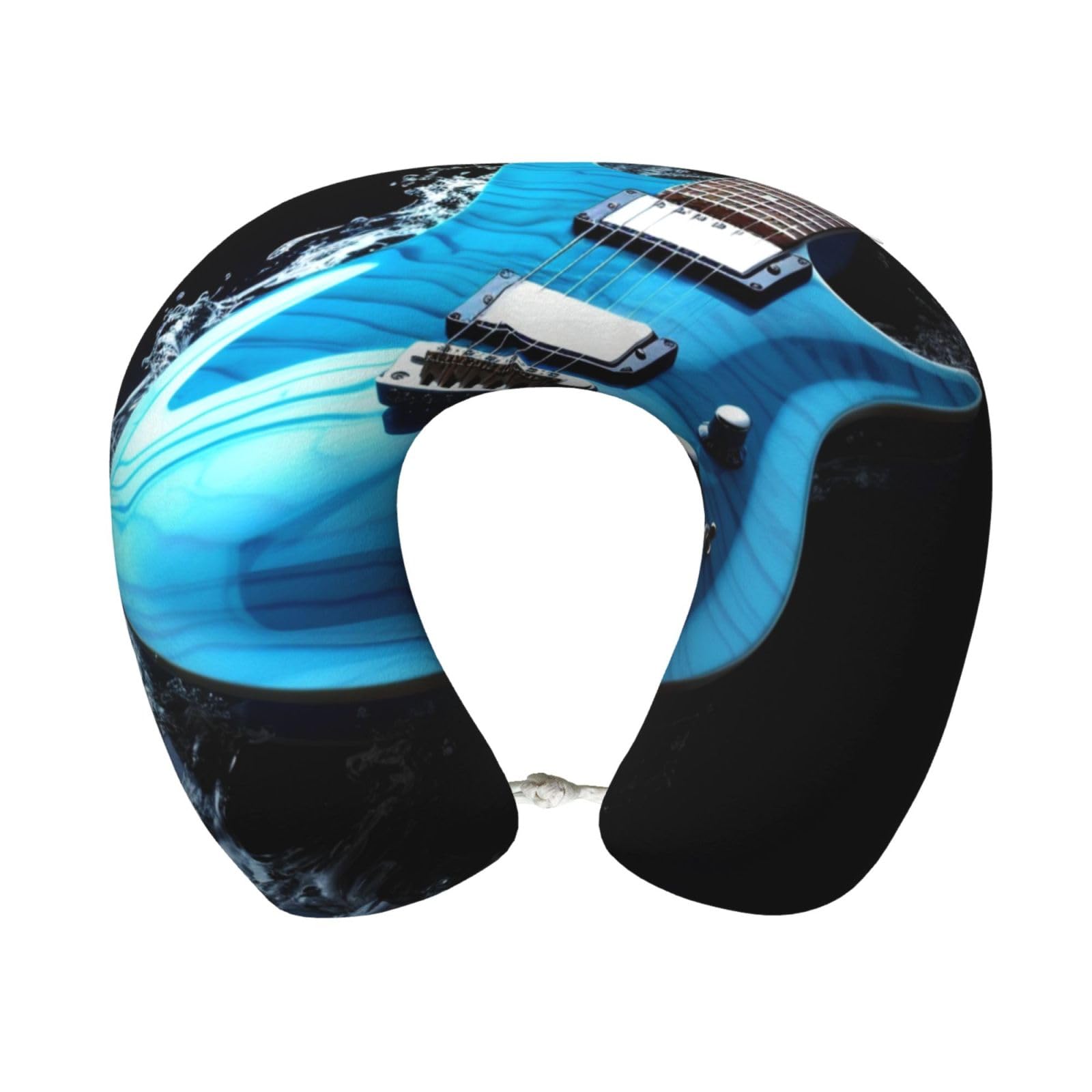 FodPand Travel Pillow Blue Guitar Neck Rest Soft Comfortable Travel Neck Pillow U-Shaped Memory Foam Sleeping Rest Cushion Travel Accessories for Airplane Car and Office