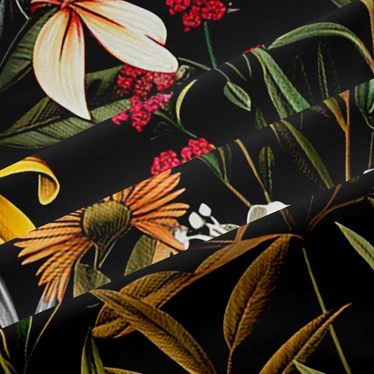 Erosebridal Colorful Floral Blackout Curtains Summer Night Nature Window Curtains 2 Panel Sets 42" Wx63 L Leaves Fresh Botanical Window Treatments Drapes for Bedroom/Living Room Spring Garden Decor