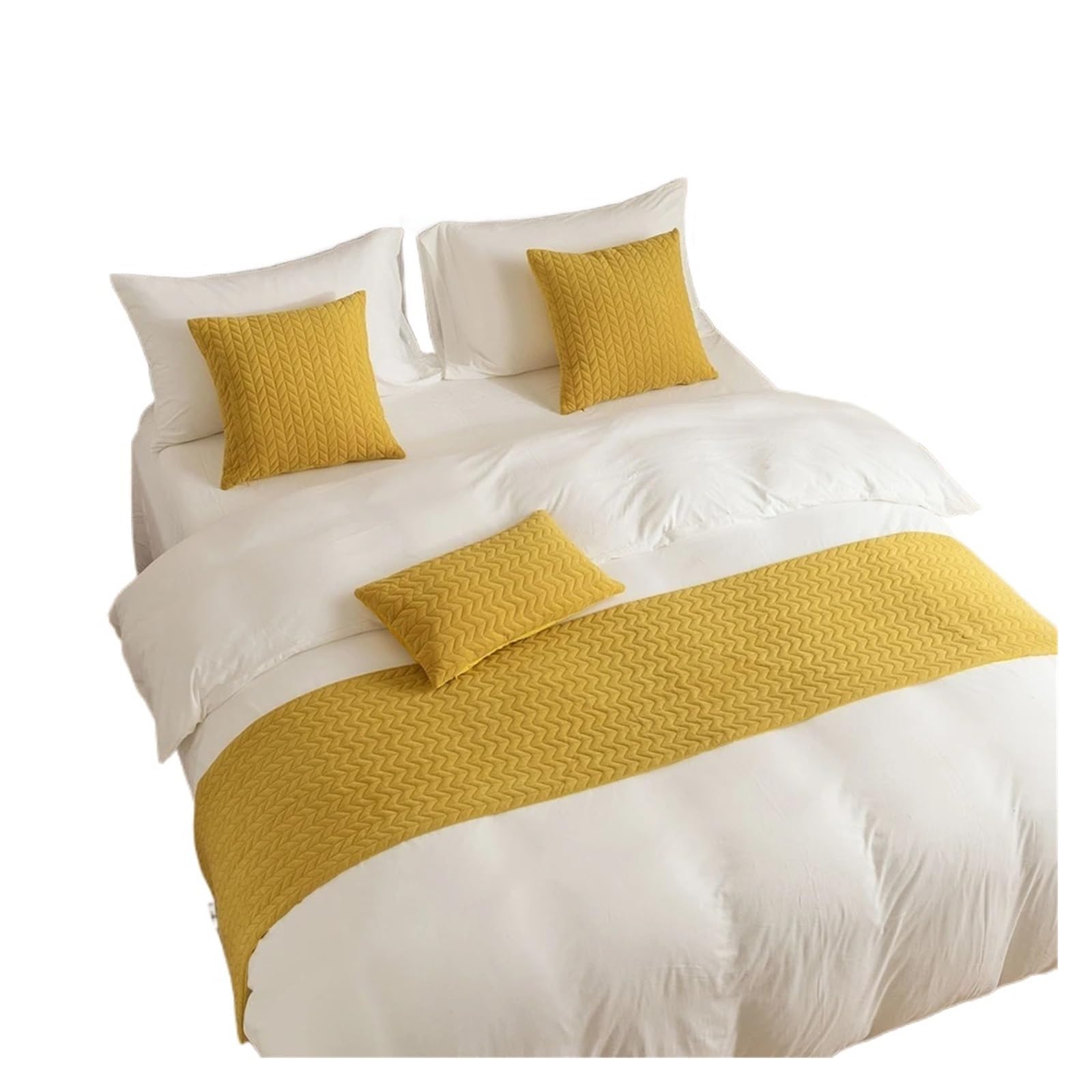 SHENJMAI Bed Runner Velvet Bed Runner Wheat Pattern Design Hotel Bedroom Decor Runners Solid Color Tail Towel Pillowcase Home Flag(Yellow,45x210cm bed runner)