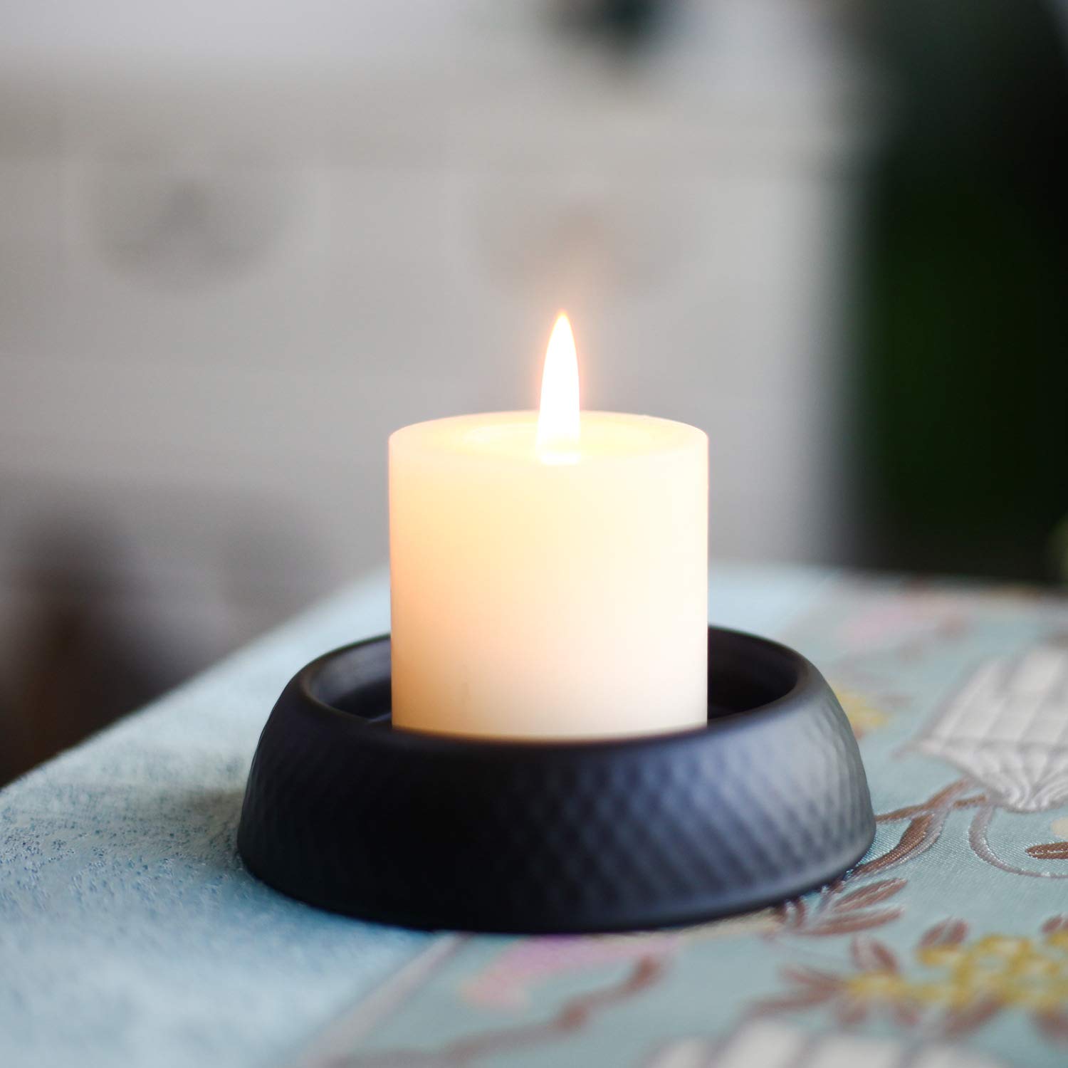 BokWin Portacandele In Ferro Nero Per Colonne (2 Pezzi) - Base Rotonda Da 10,2 Cm Per Candele, Decorazione Per SPA E Matrimoni - 3