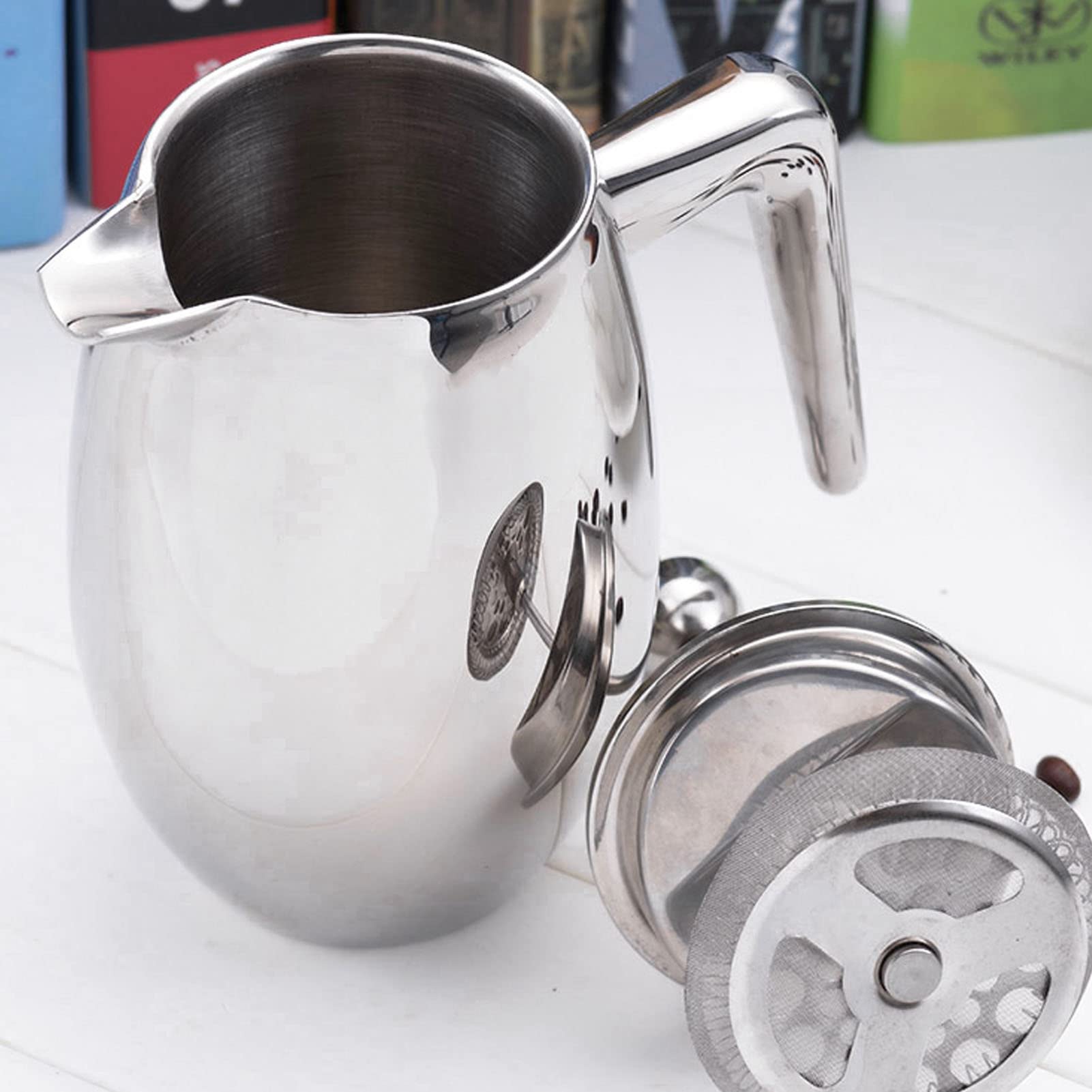 Prensa Francesa de Acero Inoxidable 304, Doble Capa, Boca en Forma de U, Tetera de Elaboración Manual para el Hogar (800ml)