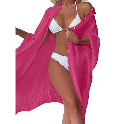 Verdusa Women's Batwing Sleeve Semi-Sheer Beach Kimono Cover Up Green one-Size