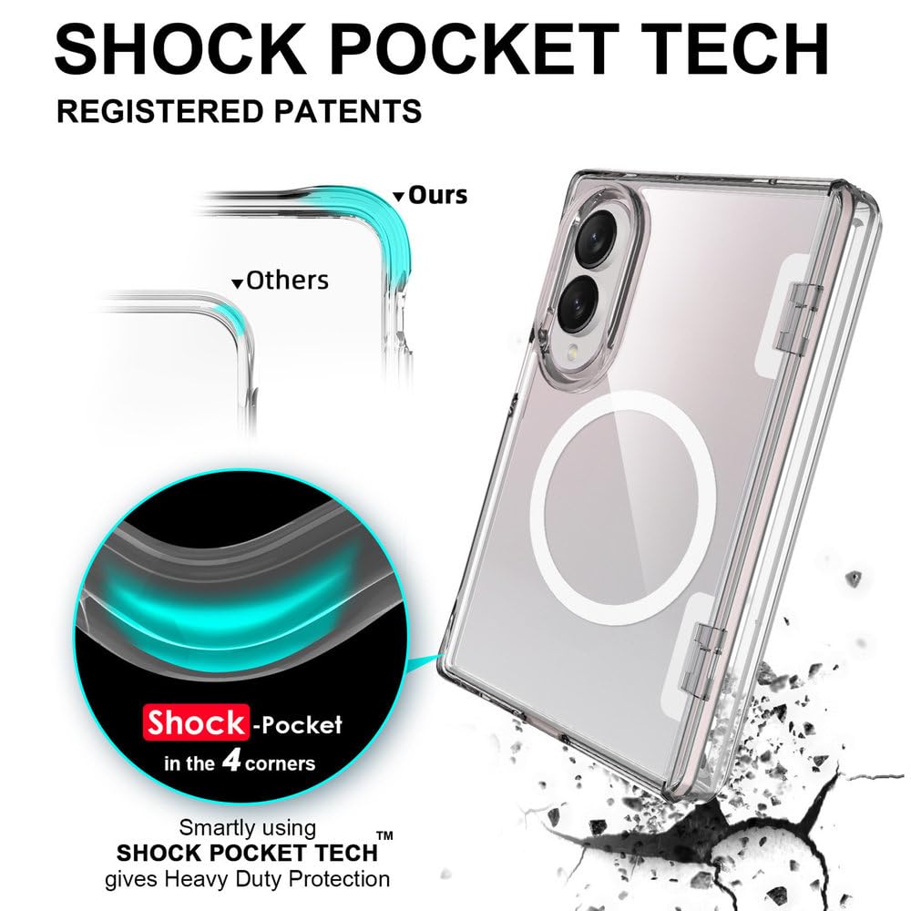 Custodia trasparente in TPU+PC con ricarica magnetica, effetto pelle, per Samsung Galaxy Z Fold 8 Ultra, antiurto, con cerniera protettiva e design sottile, trasparente, per Samsung Galaxy Z Fold 8 U