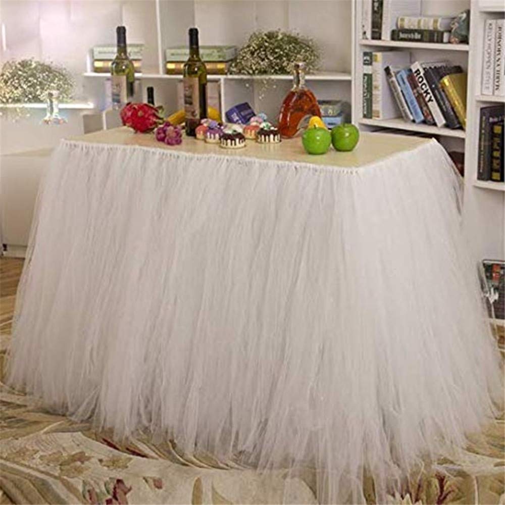 Wedding Party Tulle Tutu Table Skirt Birthday Baby Shower Wedding Table Decorations Diy Craft Supplies-White
