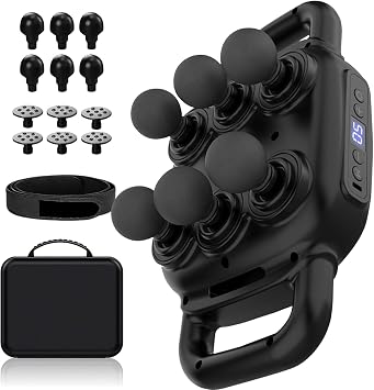 UFFAE Six Head Massage Gun, 50 Intensity Levels & 9 Massage Modes, Equipped with 3 Different Massage Heads, Massage Gun with Adjustable Belt Ideal Gifts for Women, Men, Mom, and Dad