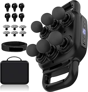 UFFAE Six Head Massage Gun, 50 Intensity Levels & 9 Massage Modes, Equipped with 3 Different Massage Heads, Massage Gun with Adjustable Belt Ideal Gifts for Women, Men, Mom, and Dad