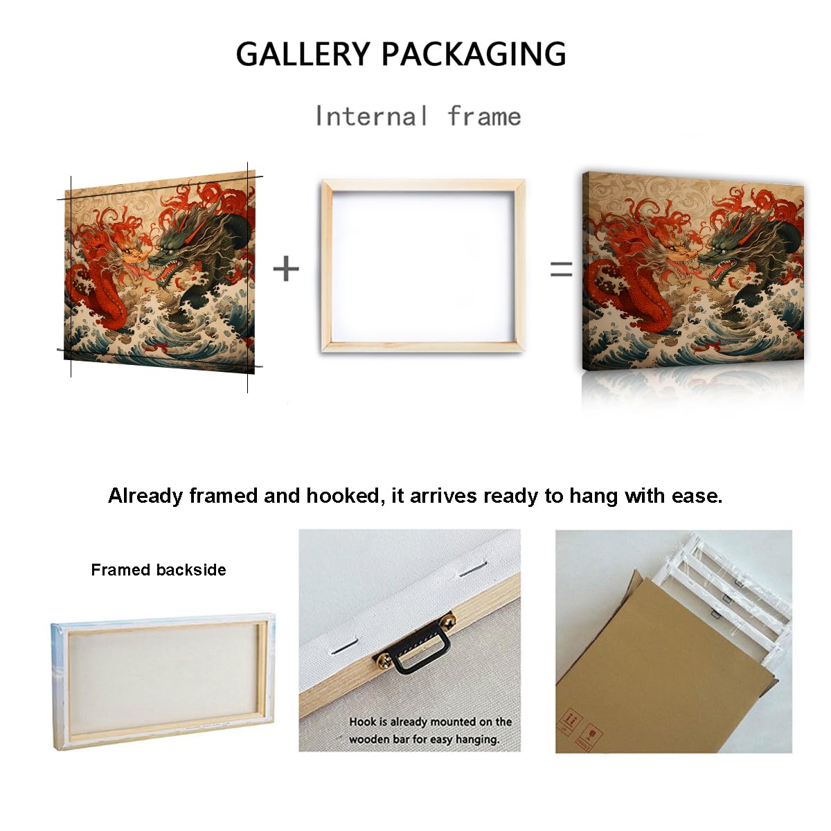 Via Vela Fresques de style asiatique traditionnel affiches imprimées dragon et vagues abstraites sur toile art mural rétro pour la décoration hôtelière 90x120cm