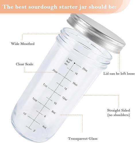 Miniatura 2 de Kit de inicio de masa madre, tarro de inicio de masa madre de 24 onzas con termómetro, banda de fecha de alimentación, raspador, cubierta de tela y
