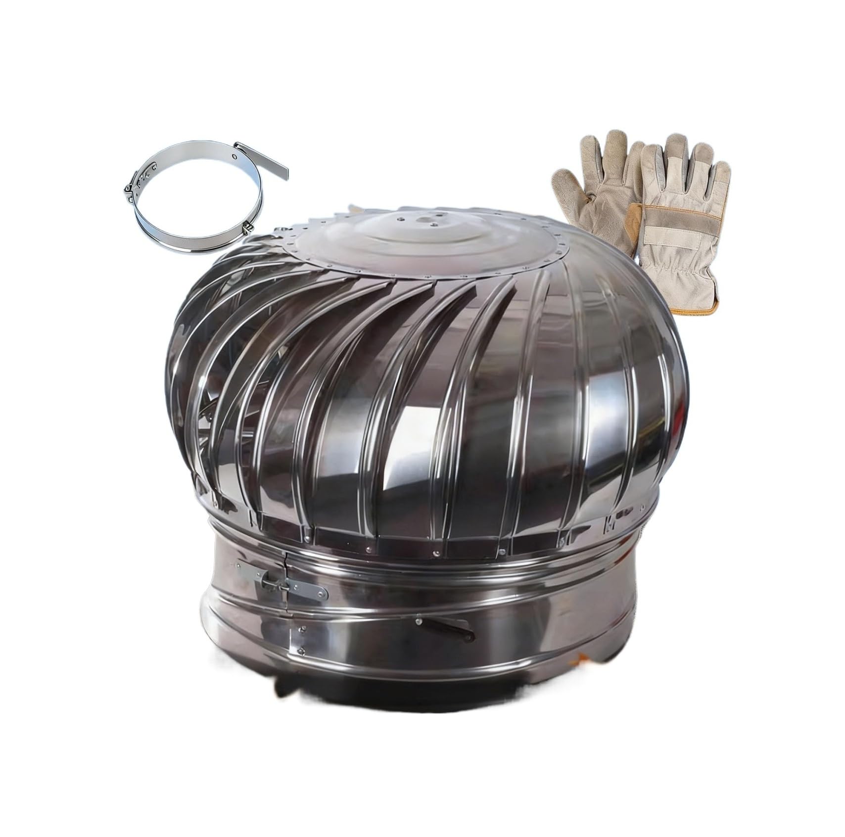 Shiketong One Color Stainless Steel Chimney Spinner Cowl Anti Downdraught Rotating Cap 4.3-9.8In(6.2In)