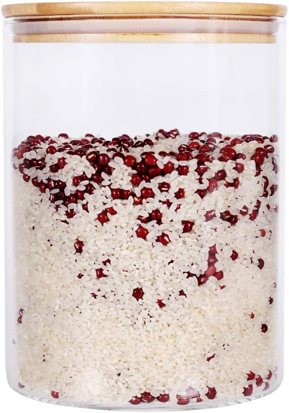 Large Glass Food Storage Container, 100 FL OZ (3000ml) Glass Food Canister with Airtight Bamboo Lids for Your Pantry, BPA-Free Cereal Dispenser Jars for Spaghetti Pasta, Powder, Tea, Coffee,Weed