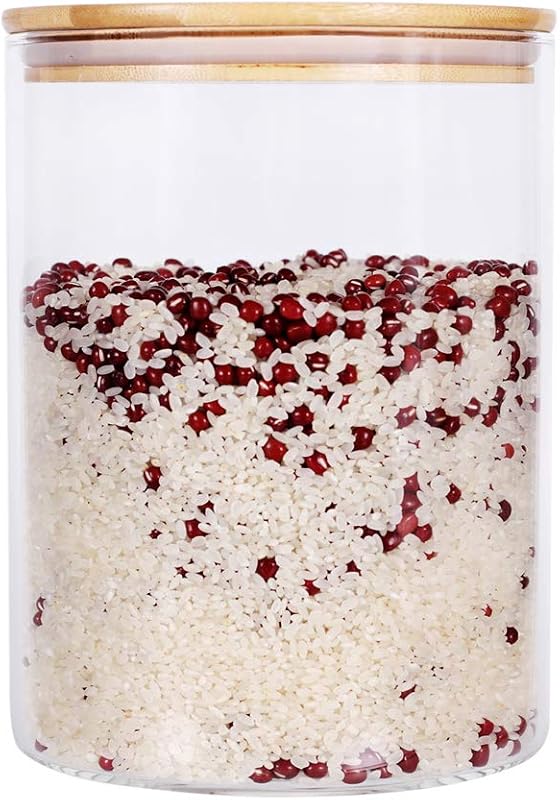 Contenedor grande de vidrio para almacenamiento de alimentos, bote de vidrio para alimentos de 100 FL OZ (3000 ml) con tapas herméticas de bambú para su despensa, frascos dispensadores de cereales sin BPA para espaguetis, pasta, polvo, té, café