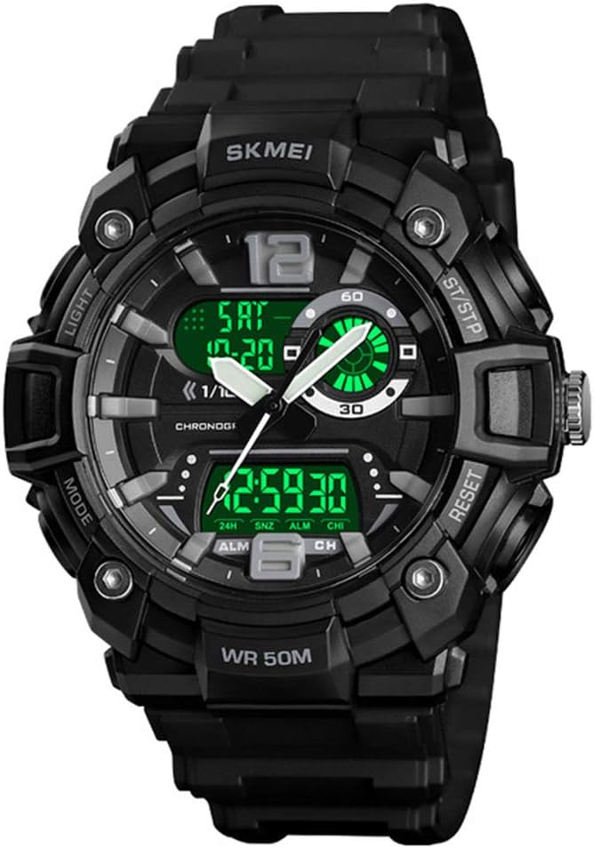 MASTOP Men Multifunction Analog Digital Wrist Watch LED Display Waterproof Outdoor Sport Tactics Watch for Men (Black)