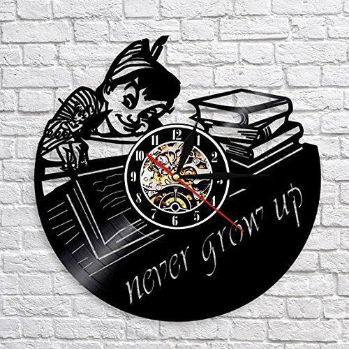 Taniastore Peter Pan Disney Design Vinyl Record Wall Clock Unique gifts for him her Gift Ideas for Mothers Day Father birthday anniversary wedding cute and original gifts for everybody