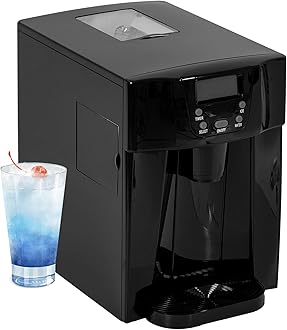 HOMCOM 3L Ice Maker Machine and Water Dispenser, 12kg in 24H, 2 Size Options 9 Ice Cubes Ready in 6-10 Mins Countertop Ice Machine for Home, Kitchen, Office, Bar, Black