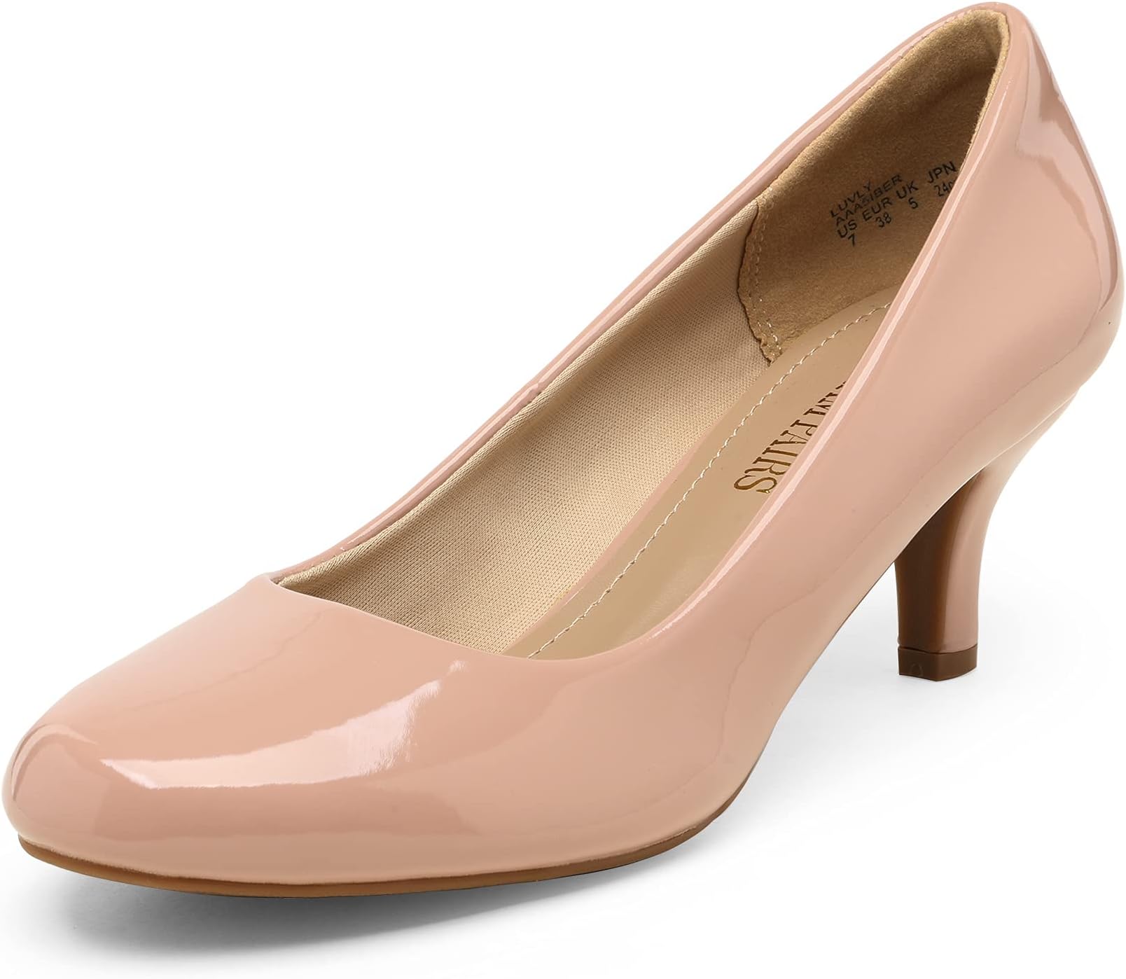 DREAM PAIRSWomen's Luvly Bridal Wedding Party Low Heel Pump Shoes, Pink/Pat, 8.5